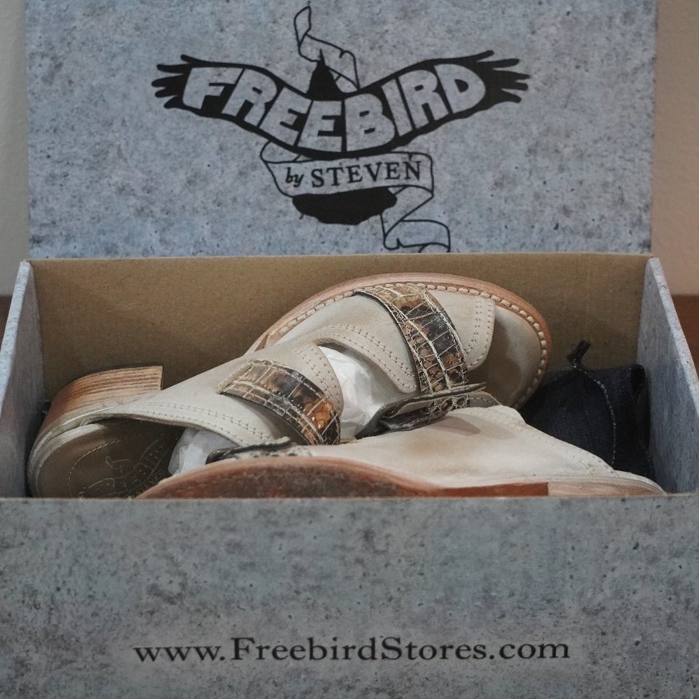 Freebird Genuine Leather Sandals with Croc Print